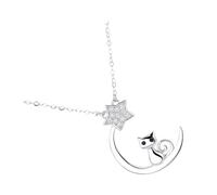 IMIKEYA Bellissima collana con ciondolo a forma di luna e stella in argento 925 con ciondolo a forma di clavicola design minimalista e microintarsi gioielli femminili per regali e occasioni regali