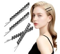 IMIKEYA Bobby - Forcine per capelli in metallo, con gemme, colore nero, 2 paia di fermagli per capelli eleganti da donna, accessori per matrimoni, feste e uso quotidiano