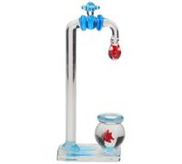 IMIKEYA Boccia per Pesci Rossi in Vetro con Rubinetto Galleggiante Ornamento da Scrivania Compatto e Decorazione per Acquario Stile Contemporaneo Accessorio Salvaspazio per Ambienti