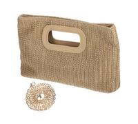 IMIKEYA Borsa a tracolla da donna con catena smontabile Clutch a mano Boho per estate borsa da spiaggia rustica per feste e viaggi colore albicocca