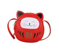 IMIKEYA Borsa a tracolla per bambini, borsa a tracolla con cartone animato, gatto fortuna, rosso, mini borsa adorabile per riporre e proteggere le monete