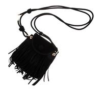 IMIKEYA Borsa a tracolla vintage con frange e nappe Borsa a tracolla piccola portatile per donna retrò americano, nero elegante