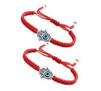 IMIKEYA Bracciale Intrecciato Regolabile Occhio Malocchio 2 Pezzi in Lega e Corda Colore Assortito, Comfort e Taglia Unica per Protezione Quotidiana