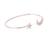 IMIKEYA Bracciale regolabile con e stelle con cristalli scintillanti design aperto rosa oro per donne moda e decorazione elegante per e diario