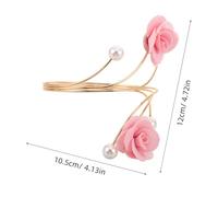 IMIKEYA Bracciale regolabile floreale con perle in metallo resistente design aperto per donna casual e formale accessorio elegante, 12.00X10.50X8.50CM, Metallo, Metallo