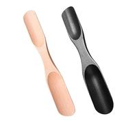 IMIKEYA Calzascarpe in legno portatile doppia punta ergonomica e durevole per anziani e diario di colore naturale e nero