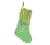 IMIKEYA Calze di Natale - Calze di Natale Ricamate con Lettera J lavorate a Maglia - Calzino di Gigante Verde da 15,5'' con Cinturino per Appendere all'albero di