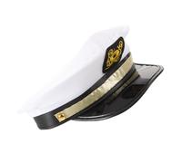 IMIKEYA Cappello da Capitano Bianco Flat Top per Uomo e Donna Berretto Marinaio Elegante per Feste Cosplay e Party a Tema Marittimo