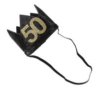 IMIKEYA Cappello da Festa Corona Decorativa Nero Oro per Compleanno 50 Anni, Copricapo Spesso e Confortevole, Accessorio per Feste e Fotografia, Forniture per Eventi Memorabili