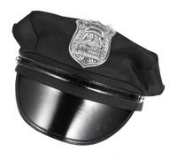 IMIKEYA Cappello da Poliziotto Nero in Pu Paillettes per Cosplay, Accessorio Comodo e Classico per Feste e Spettacoli Sul Palco, Unisex per Uomo e Donna