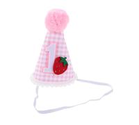 IMIKEYA Cappello rosa fragola per il primo compleanno - Decorazioni per il primo compleanno, accessori per foto per la festa della piccola principessa, per il, cappello a cono per la torta smash