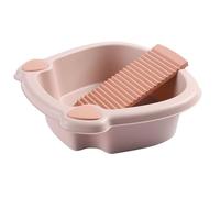 IMIKEYA Catino per Lavare a Mano Asse da Lavare Rigata, Lavandino Compatto e Resistente per Bucato in Casa e Dormitorio, Set Lavatoio Salvaspazio in Materiale Spesso Rosa