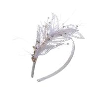 IMIKEYA Cerchietto con piume bianche da donna copricapo da sposa delicato ed ergonomico accessorio per capelli adatto per spose e feste, design leggero e confortevole per eventi regali