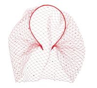 IMIKEYA Cerchietto in rete con velo a gabbia: copricapo anni '20 da donna vintage con strass per matrimonio, festa, addio al nubilato, tea party, costume rosso