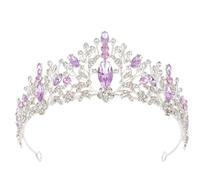 IMIKEYA Cerchietto principessa argento e viola con gemme finte, copricapo da sposa, delicato per matrimonio, compleanno e festa, accessorio per la testa per donna e ragazza, decorazione elegante per