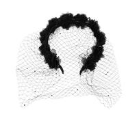 IMIKEYA Cerchietto semplice con fiori e velo, per donna e ragazza, accessorio per capelli per feste, copricapo floreale, adatto per compleanni ed eventi regali