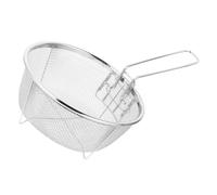IMIKEYA Cestino per friggere rotondo in acciaio inox con manico pieghevole, cestino per e colino per patate anelli di cipolla e pentola friggitrice