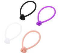IMIKEYA Cinghie elastiche in silicone per spazzole di shampoo, 4 pezzi (nero, bianco, beige, viola), applicabili, resistenti e lavabili, accessori per doccia, bagno e viaggio