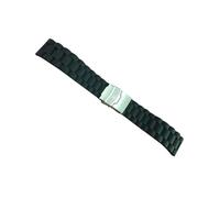 IMIKEYA Cinturino per orologio in silicone con chiusura pieghevole a doppio pulsante e design onde bracciale nero resistente e confortevole per l'uso quotidiano