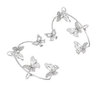 IMIKEYA Clip per Orecchio Farfalla senza Piercing in Lega con Pietre Brillanti, Argento, Gioielli per le Orecchie Eleganti, per Ragazze e Occasioni Speciali
