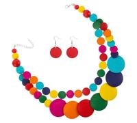 IMIKEYA Collana bavaglini tipo girocollo multistrato perline di legno colorate collana africana spessa boemia per donna e ragazza gioielli etnici tribali per feste e uso quotidiano