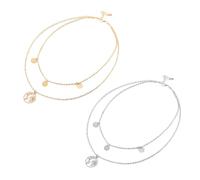 IMIKEYA Collana da donna con ciondolo a forma di mappa del mondo a doppio strato, 2 pezzi, colore oro e argento leggero e moderno gioielli eleganti per ogni occasione
