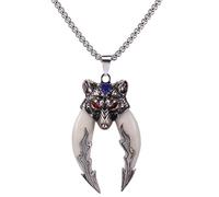 IMIKEYA Collana da uomo Hip-Hop Pendente Doppio Dente Selvatico Piccola Lega Leggera e Resistente Catena Maschio per Decorazione e Stile Urbano