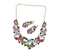 IMIKEYA Collana e Orecchini Farfalla Ciondolo in Cristallo Per Per Matrimoni Feste Ed Formali