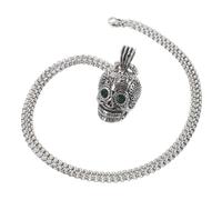 IMIKEYA Collana gotica in acciaio e resistente design vintage punk con ciondolo a scheletro catena per uomo accessorio per Halloween e diario