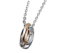 IMIKEYA Collana in acciaio al titanio con ciondolo ad anello e cuore con zirconi dal design romantico per San Valentino, regalo elegante per anniversario e uso quotidiano