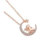 IMIKEYA Collana in argento con coniglio e stelle con zirconi, catena per bambina, design elegante per feste e diario