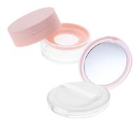 IMIKEYA Contenitore Compatto per Trucco Vuoto con Piumino da Cipria e Specchio Mini Set 2 Pezzi per Cipria in Polvere Libera e da Viaggio Custodia Portatile con Rete Elastica per