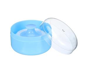 IMIKEYA Contenitore per Cipria con Puff Morbido per Ragazzo Ragazza, Custodia in Plastica Blu per Polvere Fine, Design per Uso Domestico e Dopo Bagno, Minimizza la Perdita di Polvere