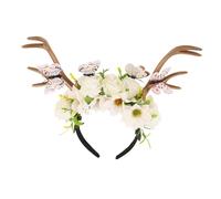 IMIKEYA Copricapo Cerchio Di Capelli Corna Cerchietto Festa Fascia Per Carino Cosplay Fiori In Tessuto Bianco