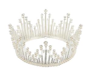 IMIKEYA Copricapo da sposa con perle barocche argentate, ornamento per matrimonio e festa, elegante per donna, accessorio fotografico e regalo per spose e design esclusivo