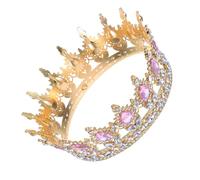 IMIKEYA Corona da Sposa Strass Rosa e Base Dorata Tiara Elegante in Lega Resistente per Matrimoni Feste e Accessorio Chioma Fotogenico per Donne e Ragazze