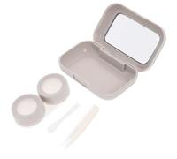 IMIKEYA Custodia Per Lenti a Contatto Doppia Opaca Grigia, Porta Lenti Da Viaggio Piccolo e Leggero Con Specchio, Contenitore Tascabile Per e Protezione in Manutenzione Esterna