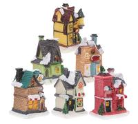 IMIKEYA Decorazioni Natalizie Luminose per la Casa Set da 6 Pezzi Miniature in Resina Colorata Luce LED Ornamenti Natalizi da Tavolo per Atmosfera Festiva e Luce Notturna Ambientale