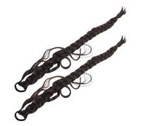 IMIKEYA Extension di treccia sintetica marrone nero 2 pezzi per donna a coda di cavallo clip accessorio per capelli per uso quotidiano e stili urbani