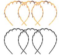 IMIKEYA Fasce con denti larghi antiscivolo da donna, confezione da 6 pezzi, 3 neri e 3 marroni, sottili e semplici, per trucchi, esercizi e acconciature assortite