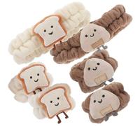 IMIKEYA Fasce e braccialetti per il lavaggio del viso impermeabili in pile sintetico, set di 6 pezzi, colori tostati e riso fascia regolabile per spa trucco e cura della pelle