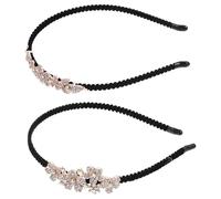 IMIKEYA Fasce Gemme e Fiori 2 Pezzi per Donna Fasce Capelli per Sposa e Feste, Cerchietto Floreale Design a Cinque Petali Accessorio Elegante per Matrimoni ed Eventi