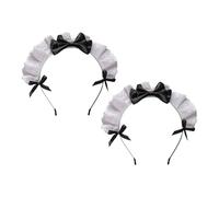 IMIKEYA Fasce per capelli per ragazze Lolita con fiocco nero in pizzo 2 pezzi leggeri e comodi per feste Cosplay e uso quotidiano
