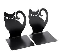 IMIKEYA Fermalibri Antiribaltamento a Forma di Gatto in Ferro Nero Set 2pezzi Organizer e Supporti Decorativi per Libri Adatti per Ufficio e Studio