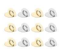 IMIKEYA Fibbie per telefono cellulare, a forma di cuore, 12 pezzi, in metallo, autoadesive, colore oro e argento, per decorazioni fai da te, accessori leggeri e resistenti