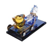 IMIKEYA Figura di Cristallo Cavallo con Carrello e Lingotto Feng Shui Scultura Anno del Cavallo Decorazione Casa Ufficio Regalo Prosperità