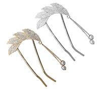 IMIKEYA Forcine da sposa a forma di U con pietre e nappe di piume, 2 pezzi metallici, accessori per fiocchi e pick-up eleganti, ideali per matrimoni ed eventi regali