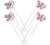 IMIKEYA Forcine per capelli a forma di U Gemme imitazione 4 pezzi colore rosa lega leggera accessori da sposa per matrimonio e festa reggiseno di fiocchi sicuro ed elegante