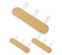 IMIKEYA Ganci in legno autoadesivi da parete, appendiabiti rustico con 6 ganci bianchi, organizer multifunzionale per cappotti, asciugamani e vestaglie in corridoio e bagno