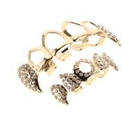 IMIKEYA Grill Teeth Hip Hop con zanne di vampiro argentate coperture per denti in metallo cave con strass decorativi per Cosplay Halloween e feste a tema, rame, strass, Senza pietra preziosa